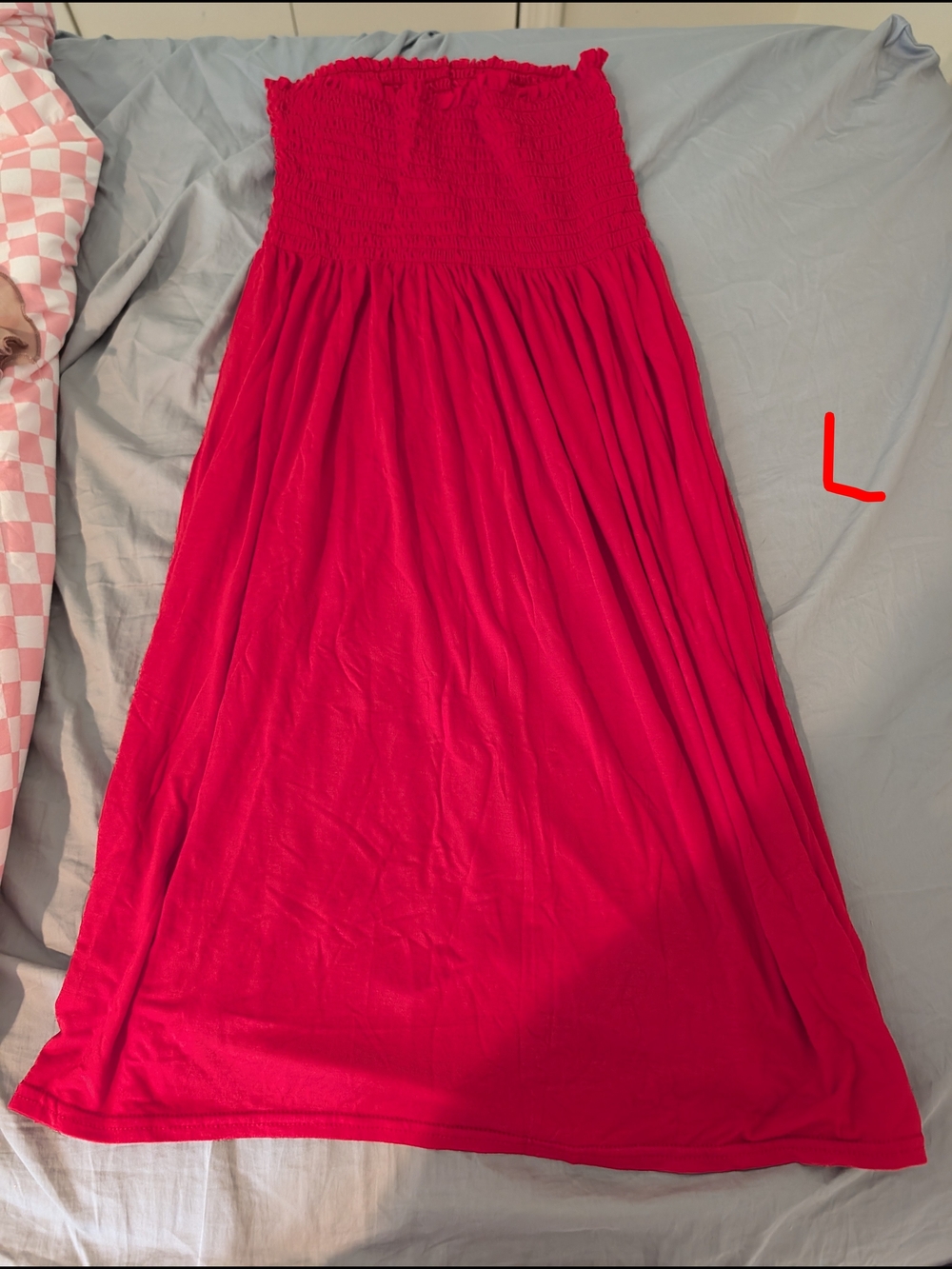 Red Strapless Maxi Skirt - Women's Flowing Summer Skirt